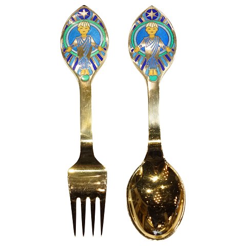 A. Michelsen; Christmas spoon and fork 1984, design Her Majesty The Queen, 
Margrethe 
