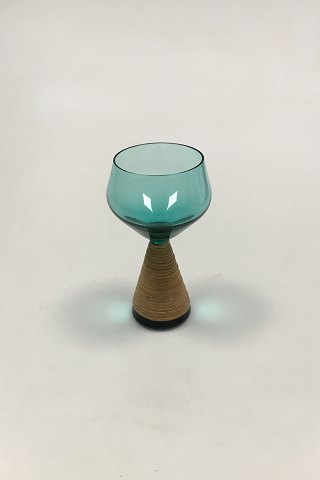 Kastrup Glasværk Opaline form Grønt Likørglas med Bambusbevikling