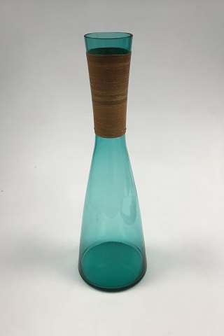Kastrup Glasværk Opaline form Grøn Karaffel med bambusbevikling