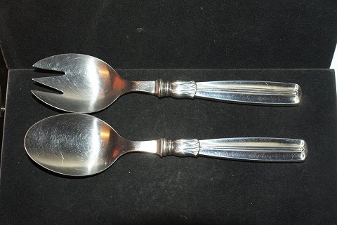 Salad Cutlery Set Lotus SilverW & S SørensenLength 20.5 cm.SOLD