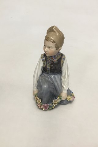 Royal Copenhagen Overglasur Figur Amager Dreng No 12414