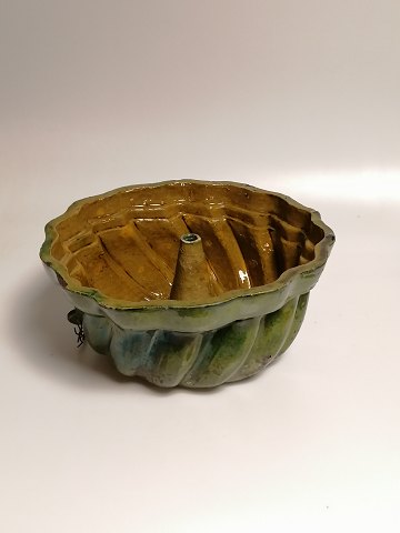 19th century green glazed pudding shape