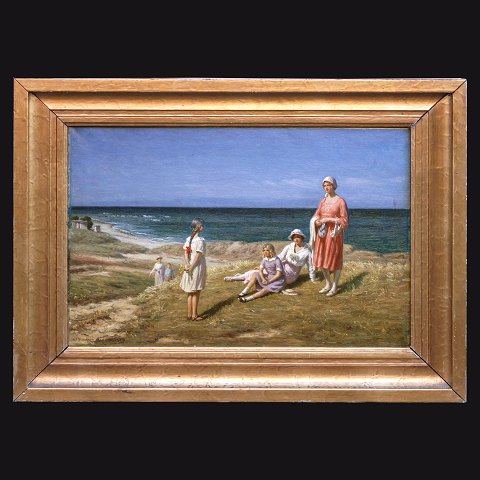 N. F. Schiøttz-Jensen, 1855-1941, Öl auf Leinen: 
Partie aus Nordwestjütland. Der Strand bei 
Lønstrup. Signiert und datiert 1920. Lichtmasse: 
37x55cm. Mit Rahmen: 54x72cm