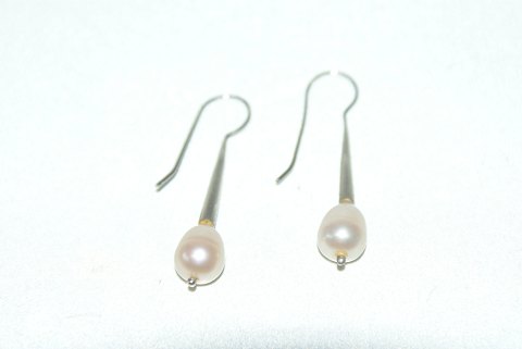 Øreringe i Sølv med perle