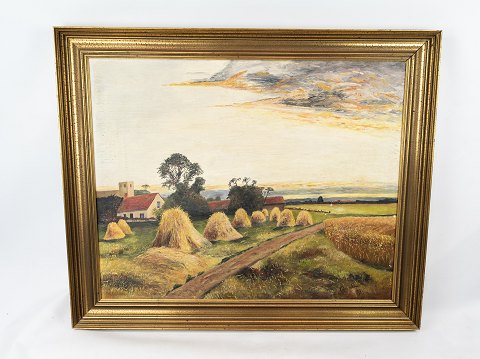 Oliemaleri med høst motiv og gylden ramme, fra 1951.
5000m2 udstilling.