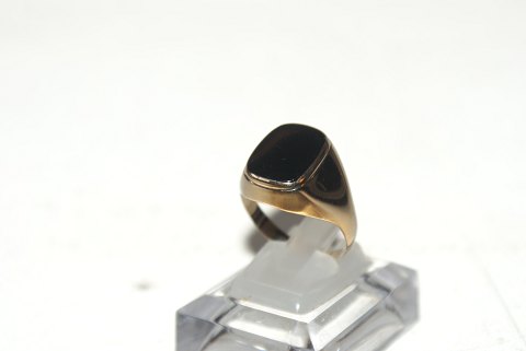 Elegant Herrering sort onyx i 14 karat guld