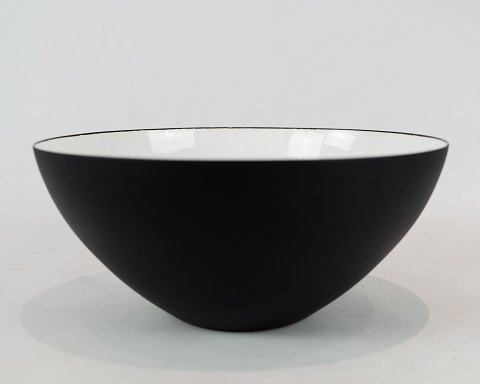 Krenit skål af Herbert Krenchel i sort metal og hvid emalje fra 1960erne. 
5000m2 udstilling.