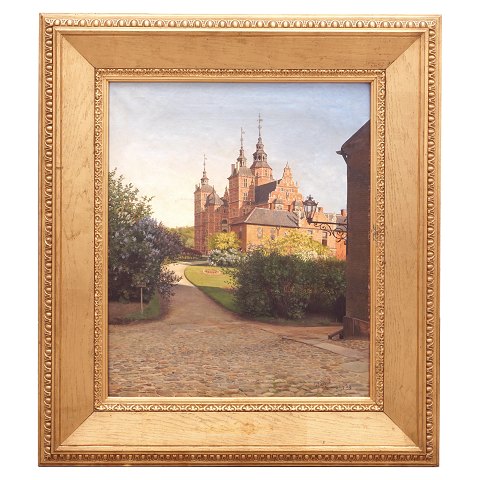 I. T. Hansen maleri. Josef Theodor Hansen, 
1848-1912, olie på lærred. Signeret "I T Hansen 
Rosenborg Slot 1894". Original ramme. Lysmål: 
62x50cm. Med ramme: 90x78cm