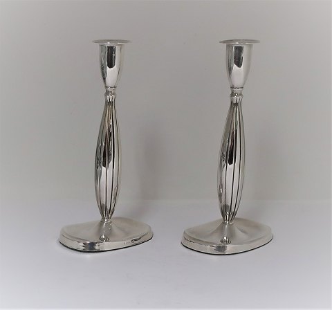 Silver candlesticks. Stamped HJ. Sterling (925). A pair. Height 18 cm.