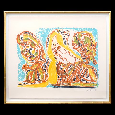 Asger Jorn, 1914-73, litografi. "Barbarie au clair 
de lune". 40/100. Signeret "Jorn 53". Lysmål: 
56x65cm. Med ramme: 63x73cm