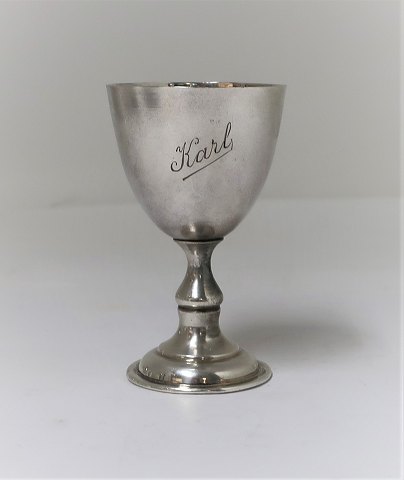 Egg cup. Silver (875). With names engraving.