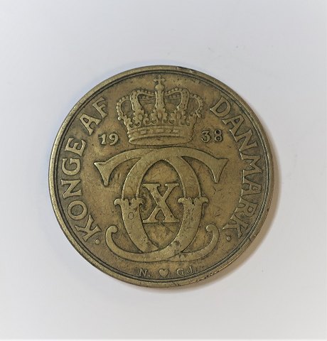 Danmark. Christian X.  2 krone fra 1938.