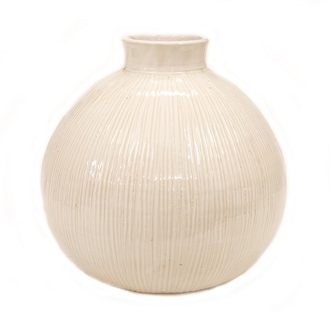 Grosse weisse Kähler Vase, Steingut. Signiert 
Kähler. H: 30cm