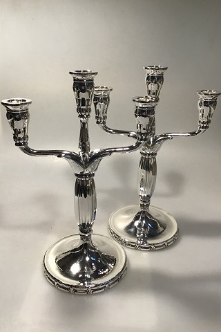 Georg Jensen Sterling Sølv Tre-armede kandelabre No 161 (2) (1925-1932).