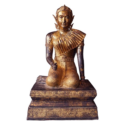 Grosse Bronzenfigur von Mae Phosop (Mae Khwan 
Khao), Thailändische Reisgöttin. Bangkok erste 
hälfte des 19. Jahrhunderts, Rattanakosin. H: 
106cm. B: 62cm. T: 65cm