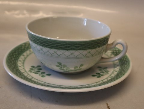 Aluminia Faience Green Tranque0957-12 Teacup and saucer 16.5 cm