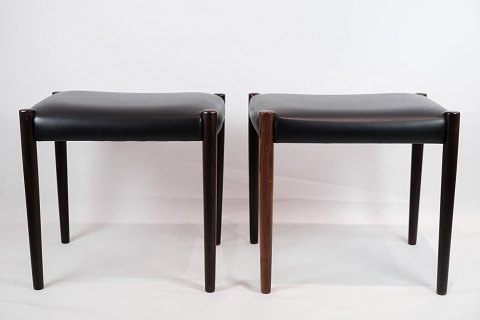 Et Sæt Af To Skamler - Palisander - Sort Læder - Dansk Design - 1960
Flot stand
