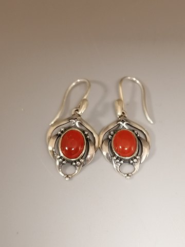 Georg Jensen Annual jewelry made of sterling 
silver 2016 earrings with carnelian