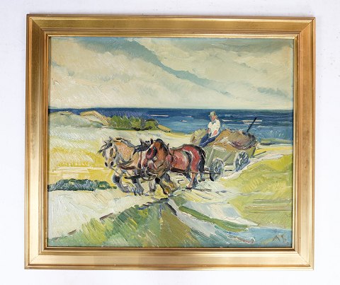 Oliemaleri, Aage Strand, Kunstmaler d. 28/6-1910
Flot stand
