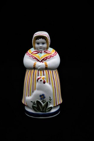 Easter wife in earthenware from Aluminia with a hen and room for a small candle 
at the top...