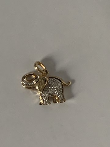 Elefant Vedhæng i 14 karat Guld med Brilliant
Stemplet 585
Højde 15,32 mm ca