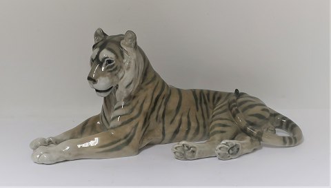 Royal Copenhagen. Porcelain figure. Lying tiger. Model 714. Length 30 cm. (1 
quality)