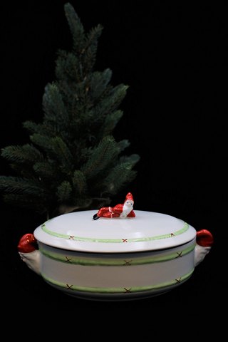 Old hand-painted oval Christmas terrine in porcelain with elves from 
Gustafsberg...