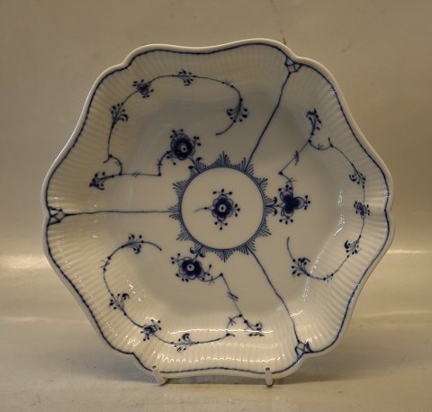 2195-1 Hexagonal cake dish 23 cm Blue Fluted Danish Porcelain
