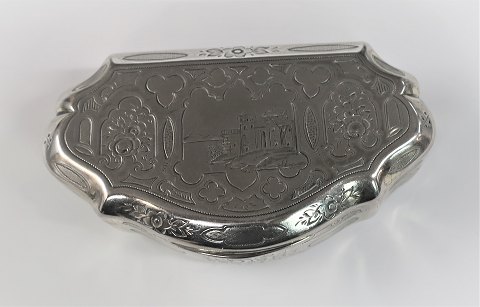 Silver box with inner gilding. Length 9 cm. Width 5 cm. With Swedish import 
stamp. Produced around 1870.