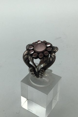 Georg Jensen Sterling Sølv Ring No 10 Moonlight Blossom Rosa Quartz.