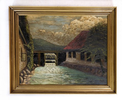 Painting, Gold frame, town house, 1930, 48.5x59.5
Great condition
