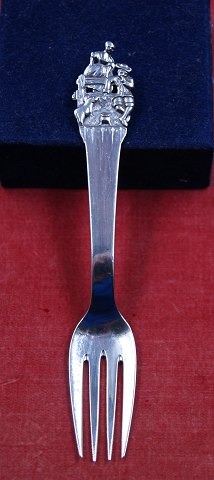 The swineherd Child's fork of Danish solid silver 14.8cm