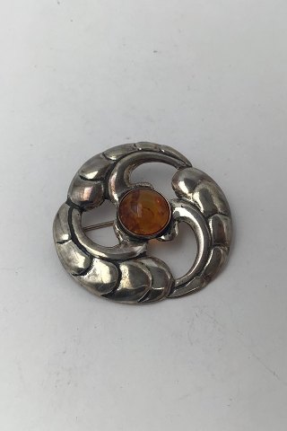 TS Design Sterling Sølv Broche med Rav