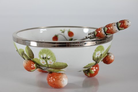 Antique strawberry bowl with ladle