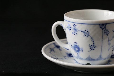 Coffee cup and saucer from Bing & Grøndal, mussel painted. Dek. no. 1022 and 
744.