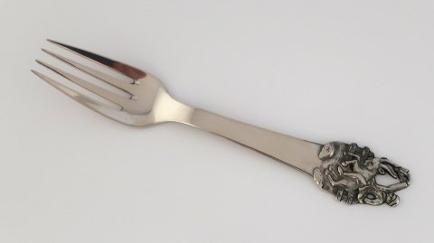 H. C. Andersen eventyrgaffel. Sølvbestik. Klods Hans. Sølv (830). Længde 15 cm