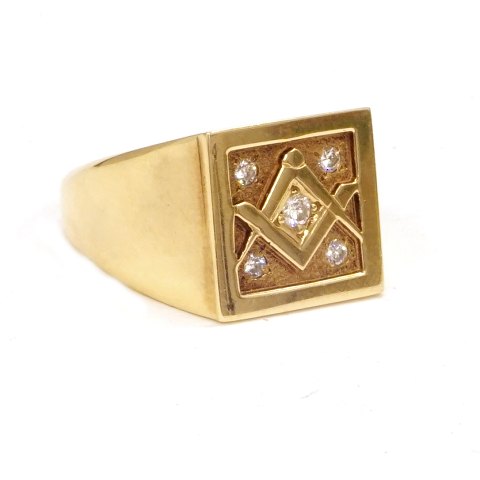 14kt gold freemason ring. Ringsize: 64-65