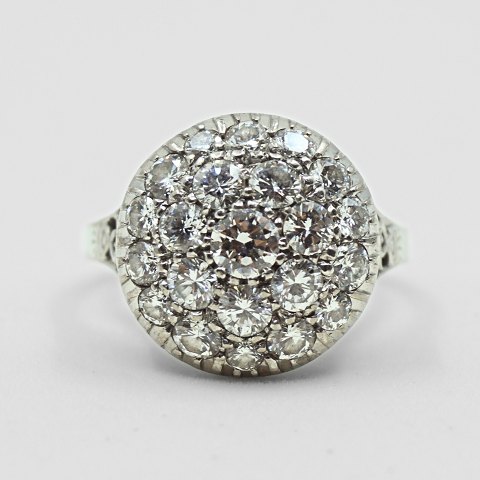 Art deco diamantring i 14 kt. hvidguld