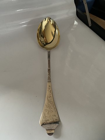 Antique Rococo Silver Pot Spoon With Gold Plated Laf
Length. 35 cm