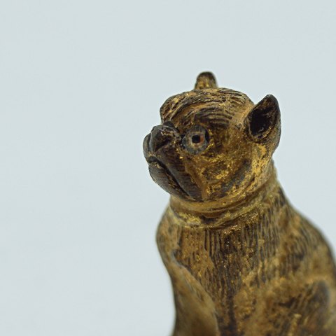 Koldbemalet wiener bronze figur; Lille hund, Fransk Bulldog