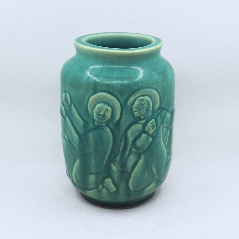 Jais Nielsen for Saxbo; Ceramic vase with blue glaze