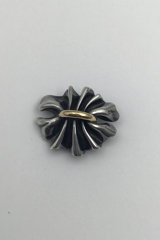 Georg Jensen Sterling Sølv / Guld Broche No 400 Lene Munthe