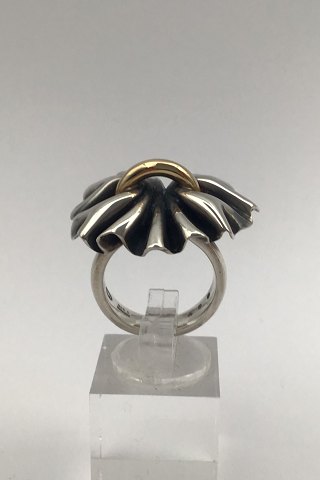 Georg Jensen Sterling Sølv / Guld Ring No. 400 Lene Munthe