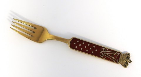 Michelsen. Sterling silver gilted. Commemorative fork 1960. Frederik IX & Queen 
Ingrid
