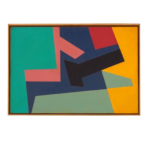 Poul Gadegaard maleri. Poul Gadegaard, 1920-92, 
olie på lærred. Komposition signeret og dateret 
1954. Lysmål: 38x55cm. Med ramme: 40x57cm