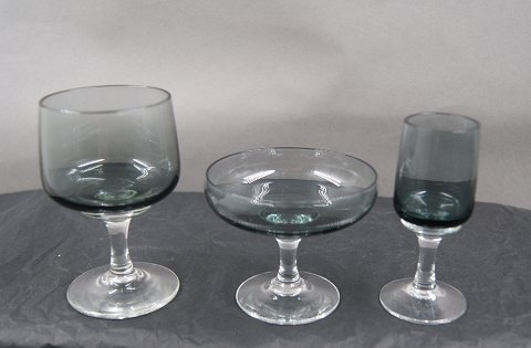Atlantic smoke-coloured glassware by Holmegaard, Denmark. Port wine, Liqueur bowls & Schnaps glasses