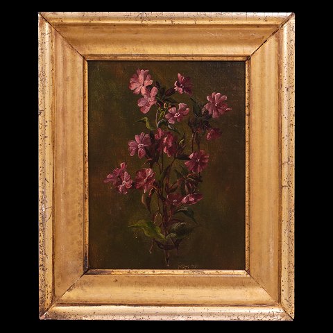 Stillife with flowers, oli on canvas on plate, 
signed "MH" and dated 1896. Visible size: 
19x14,5cm. With frame: 23,5x28cm