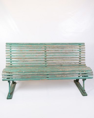Antique French Park Benches - Painted in Greenish Color - Patina - 1930sGreat condition