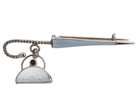 Hans Myhre Norway silverGilded brooch with pendant from around 1950