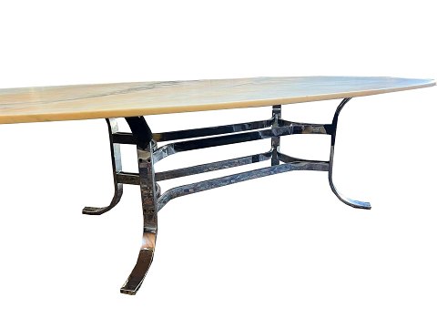 Marble Table - Pink Colored - Solid Steel/Chrome Frame - Illums Bolighus - 1980sGreat condition